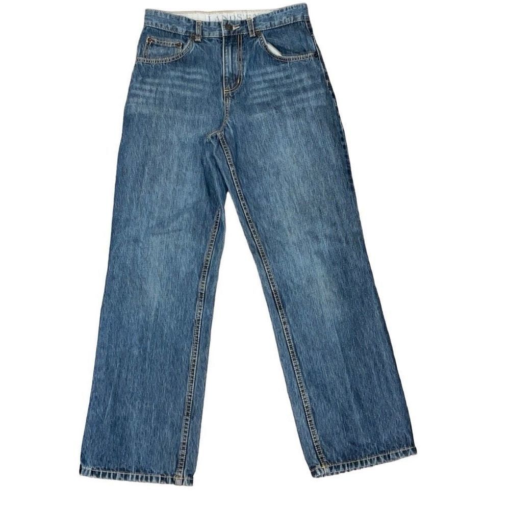 Lands' End Boys Youth Baumwolle Comfort Relaxed Fit Straight Leg Jeans Blue Size